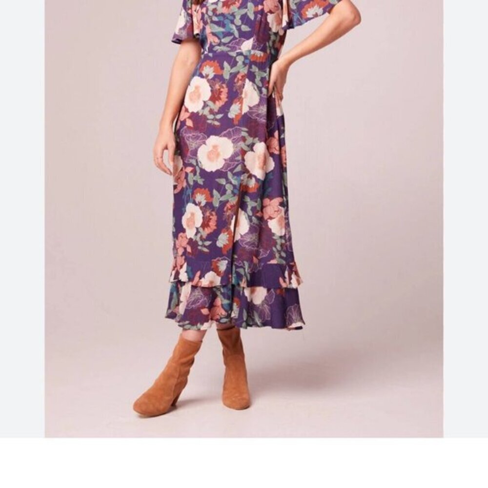 Women’s Band Of The Free Thea Floral Square Neck Midi Dress Purple